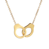 Unlock Love: Stainless Steel Chain Necklace & Handcuffs Pendant Set