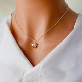 Elegant Stainless Steel Lava Heart Zircon Pendant Necklace