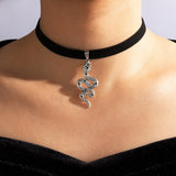 Obsesie Bohemian Snake Black Suede Choker Tiny Cobra Charm Pendant Necklace Boho Snake Jewelry for Women and Girls Obsesie
