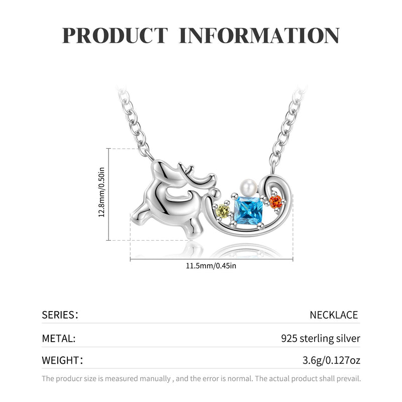 Original Christmas Necklace Elk Sled Festival Gift Girl Jewelry S925 Sterling Silver Collar Chain Obsesie