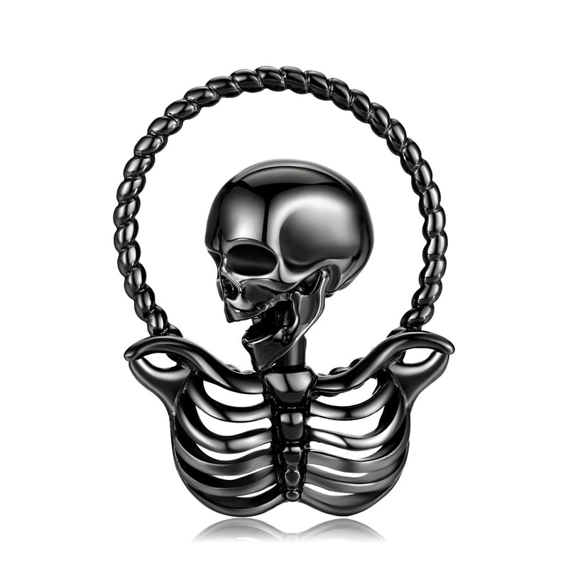 Original Skull GOD Pendant 925 Sterling Silver Electroplated Black Gold Necklace Obsesie
