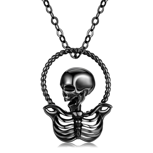 Original Skull GOD Pendant 925 Sterling Silver Electroplated Black Gold Necklace Obsesie