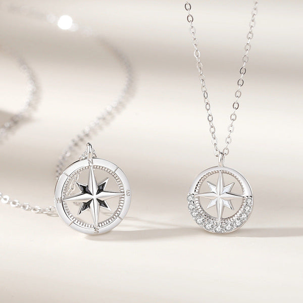 Pair Of Mansing Star Compass Couple Necklaces Sterling Silver Obsesie