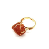 Personality Hand Wrapped Rough Stone Agate Ring Obsesie