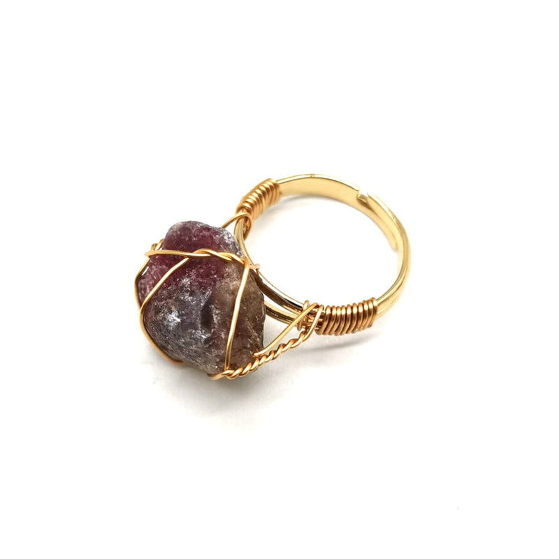 Personality Hand Wrapped Rough Stone Agate Ring Obsesie