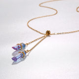 Personality Pure Handmade Dual Purple Natural Crystals Necklace Obsesie