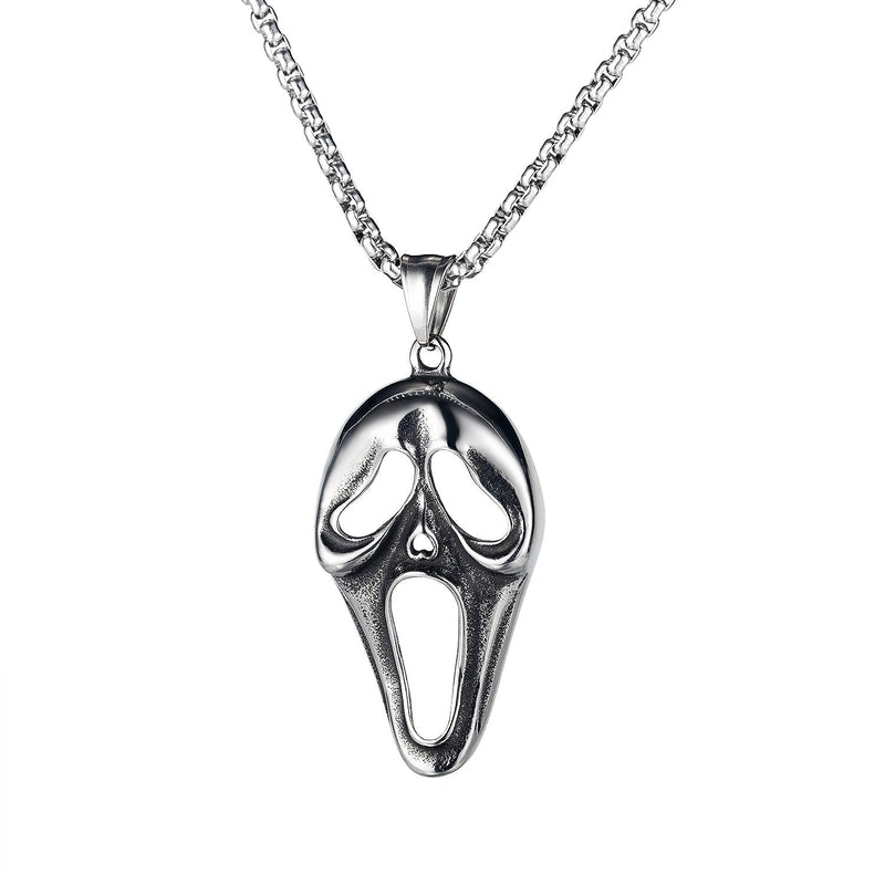 Personality Screaming Skull Mask Stainless Steel Necklace Obsesie