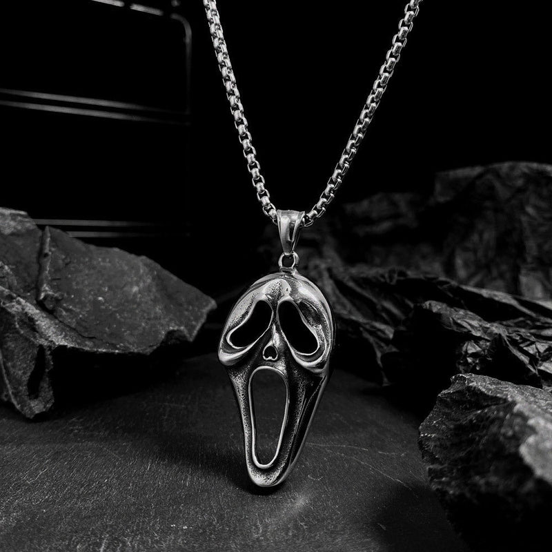 Personality Screaming Skull Mask Stainless Steel Necklace Obsesie