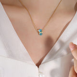 Personalized 12-color Rhombus Crystal Pendant Necklace Obsesie