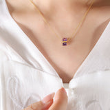 Personalized 12-color Rhombus Crystal Pendant Necklace Obsesie