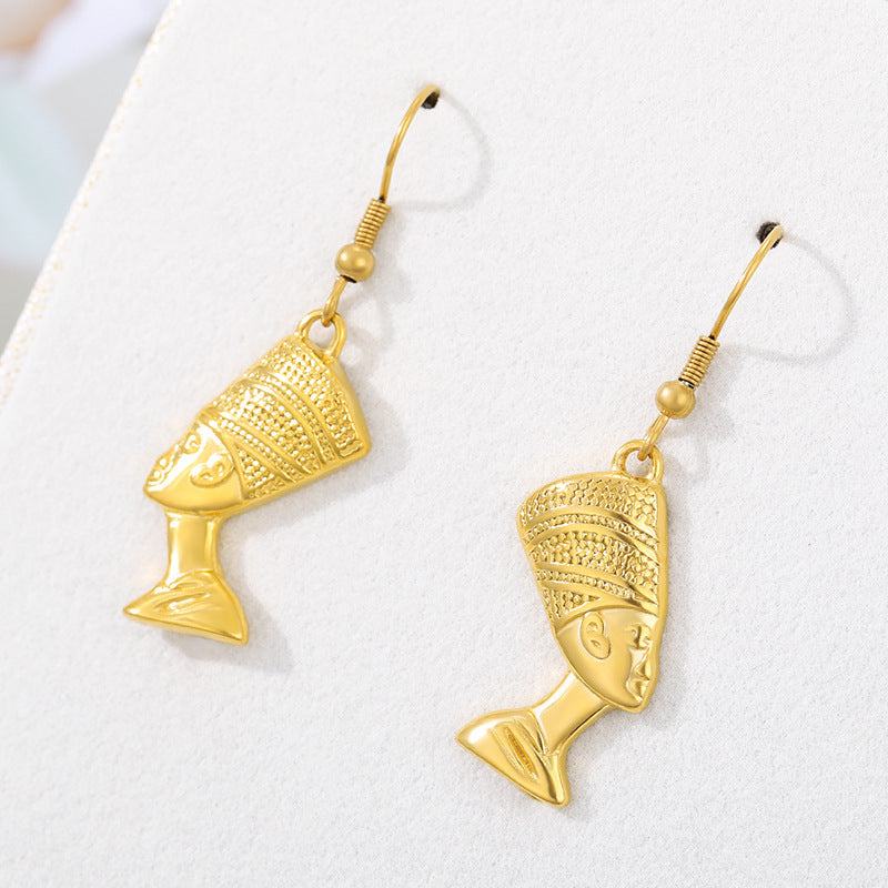 Pharaoh portrait golden ladies earrings Obsesie