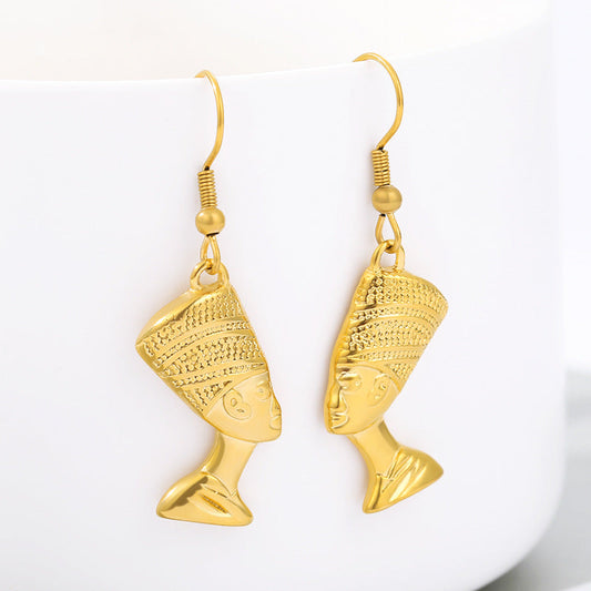 Pharaoh portrait golden ladies earrings Obsesie