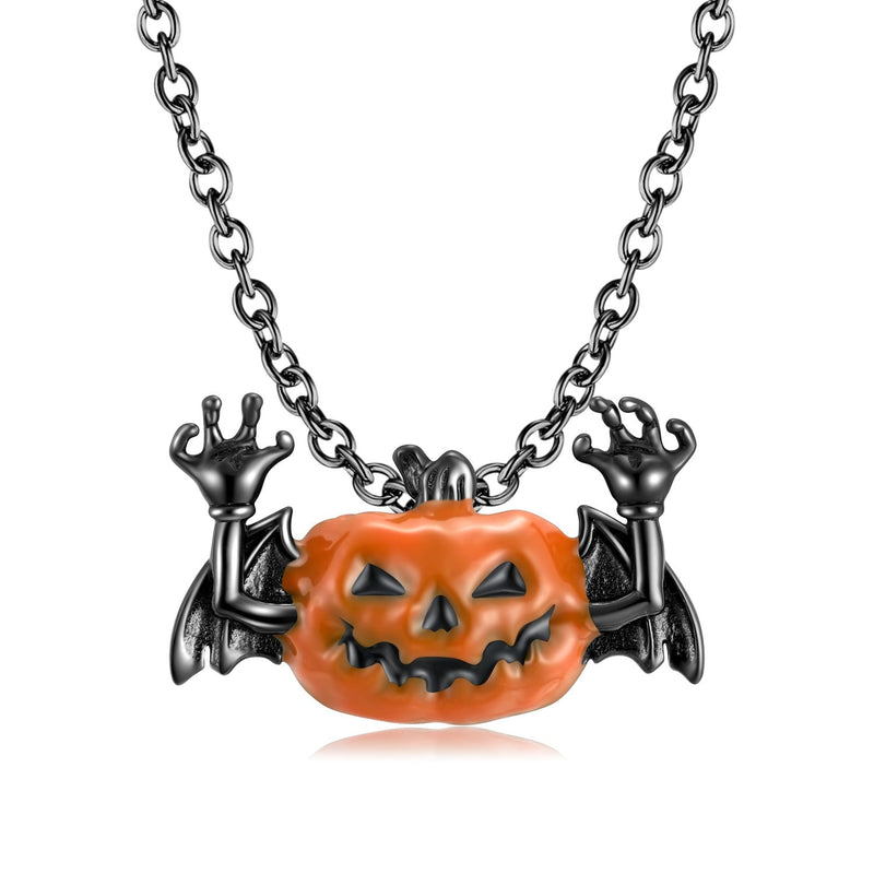 Pumpkin Bat Necklace S925 Silver Obsesie