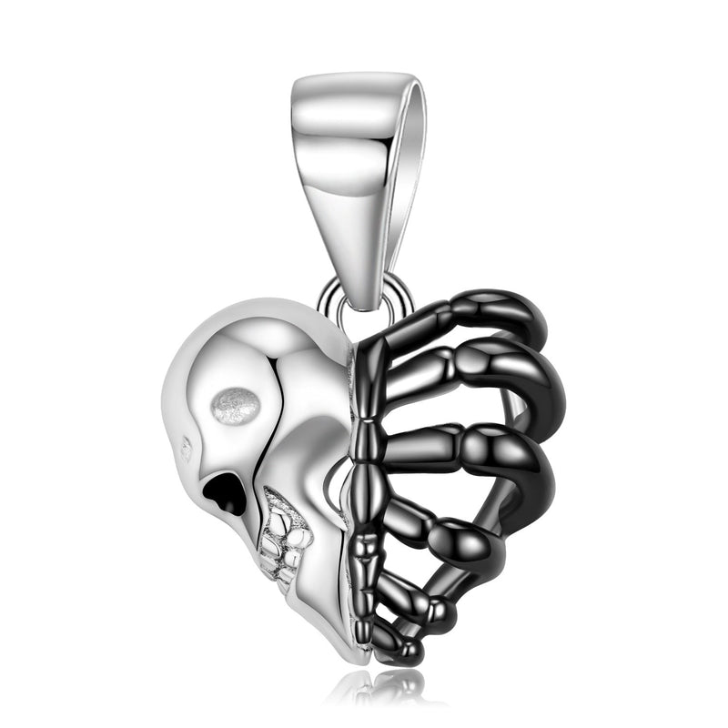 Punk Style S925 Sterling Silver Skeleton Rib Cage Heart Necklace Obsesie