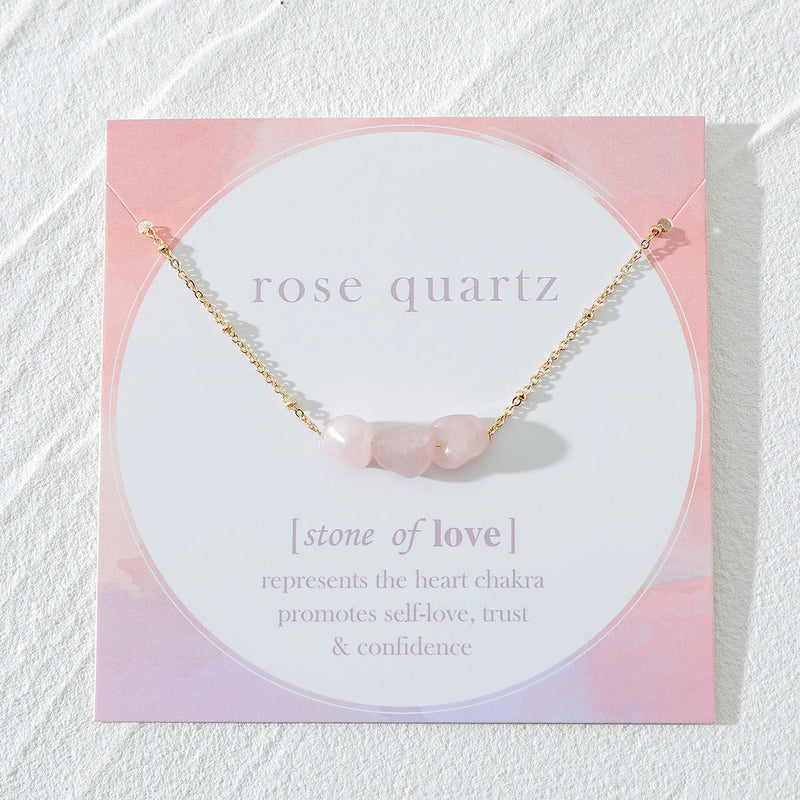 Pure Color Rose Quartz Stone Necklace Jewelry Obsesie
