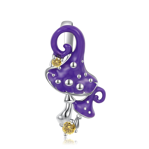 Purple Mushroom Necklace S925 Sterling Silver Obsesie