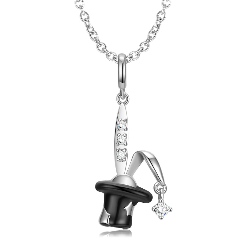 Rabbit Ear Magic Hat Necklace S925 Sterling Silver Zirconium Jewelry Obsesie