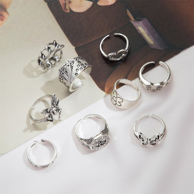 Retro Chess And Card Rings Set Of 9 Obsesie