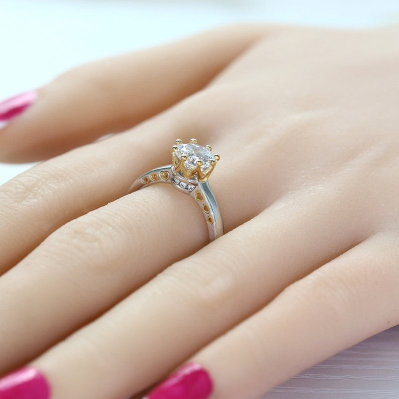 Ring Color Separation Crown Zircon Heart Shape Obsesie