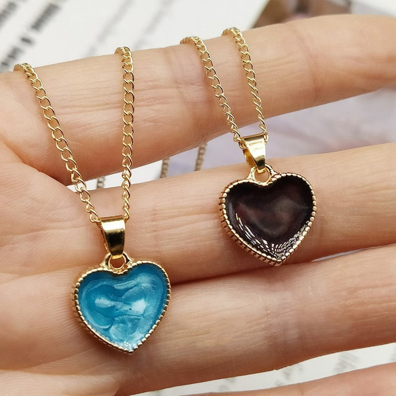 Romantic Sweet Cute Colorful Heart Pendant Chain Obsesie