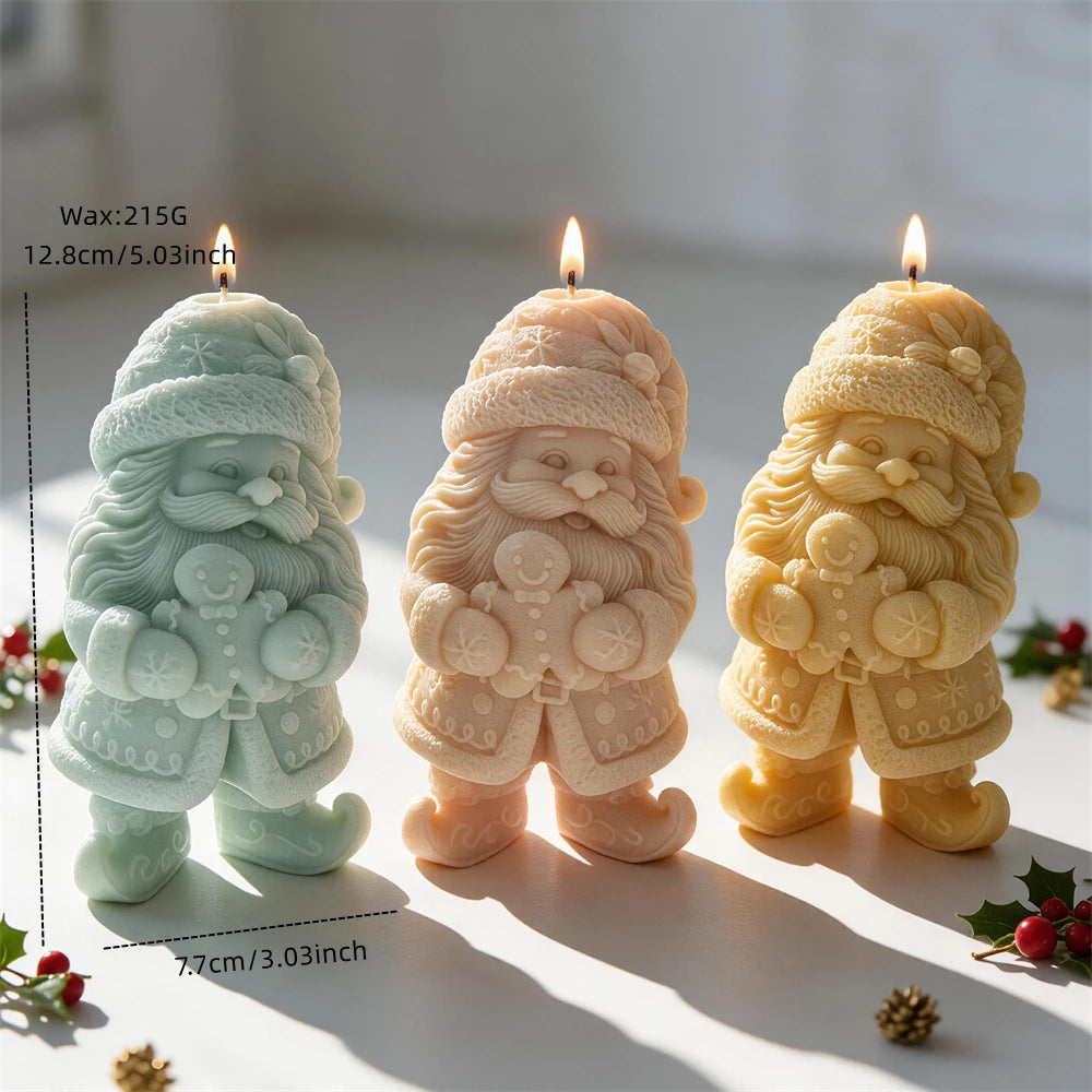 Gnome candle diagram showing 12.8 cm height, 7.7 cm width and 215 g wax estimate