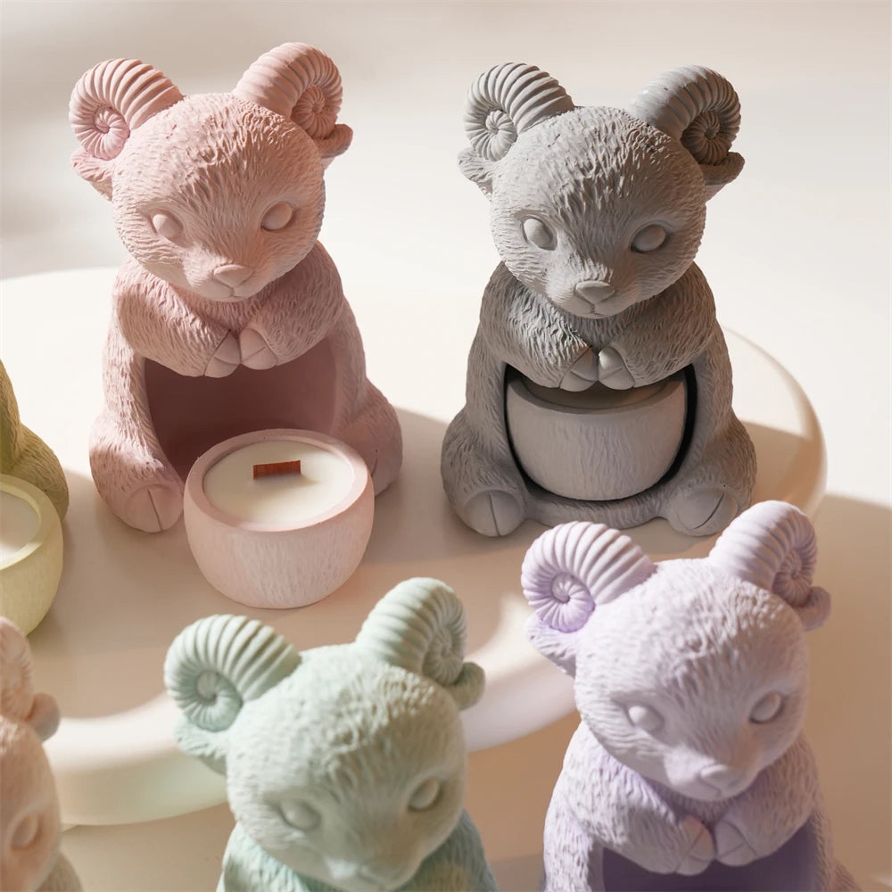 Close view of pink and gray ram castings with front cup details