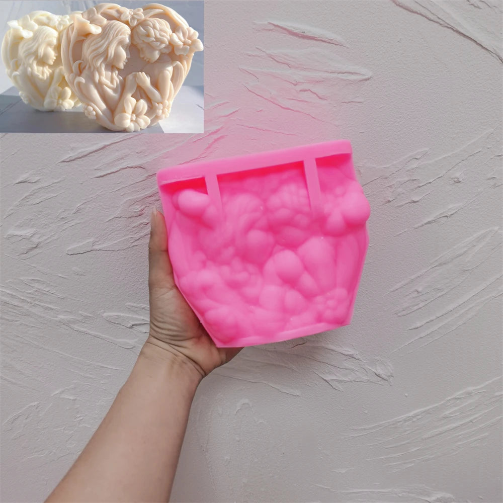 Pink silicone mold for Heart Mother Baby relief variant