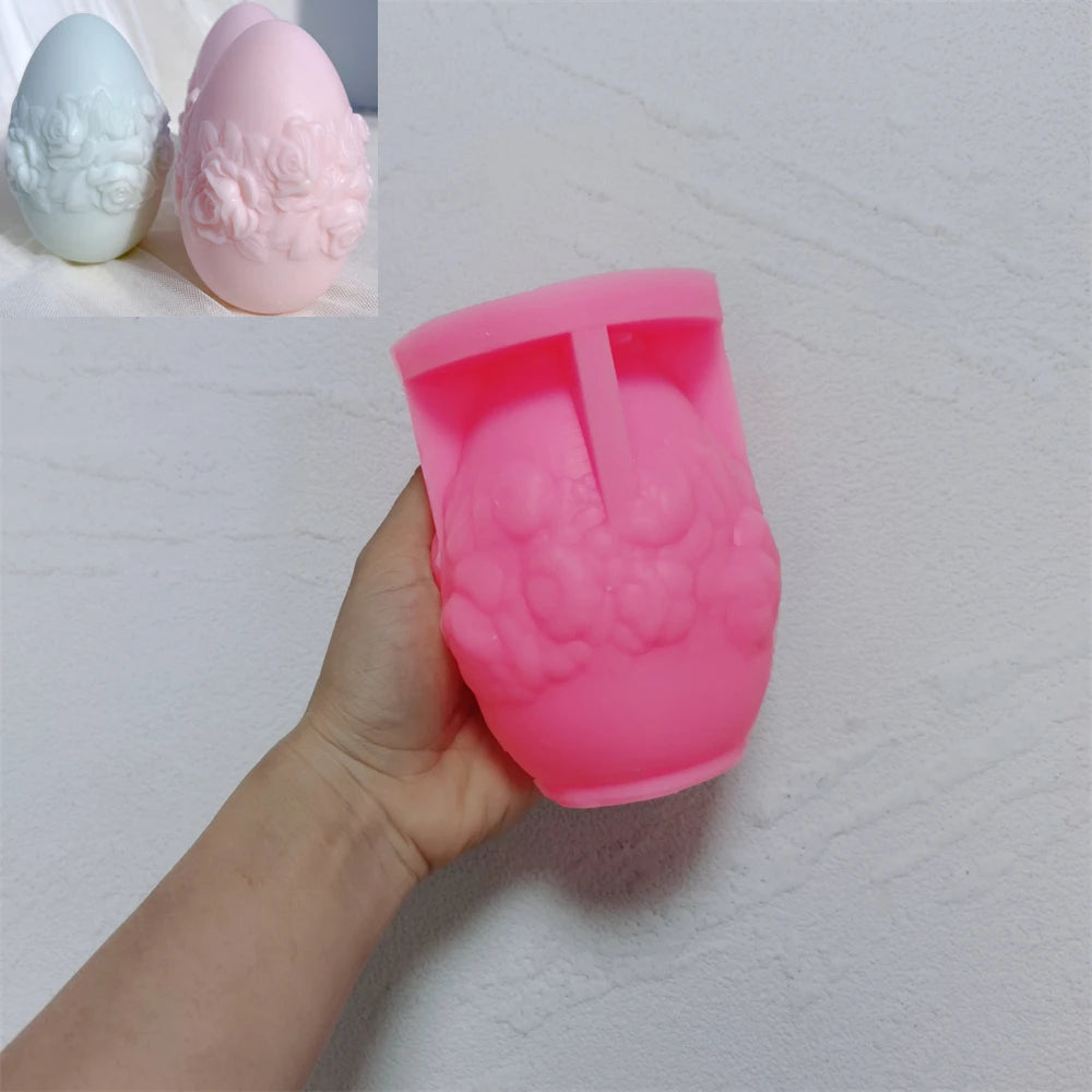 Pink Rose Band egg mold with matching layered-flower examples