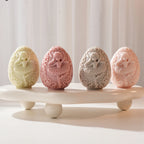 Ballerina floral egg castings arranged on a display platform