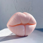 Close-up of a pink sculpted lip casting