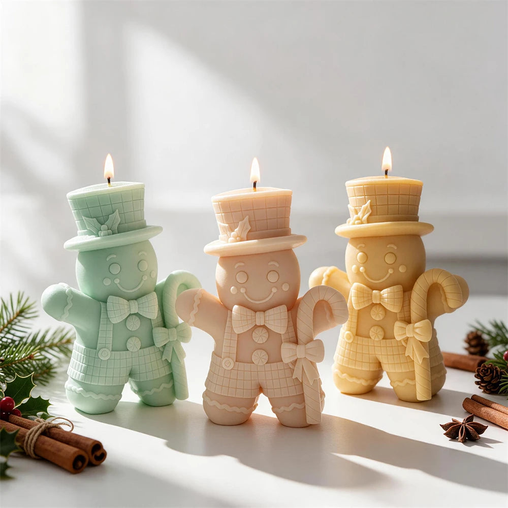 Angled view of top hats and raised candy-cane arms