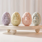 Flower-covered Easter eggs with raised bunny faces