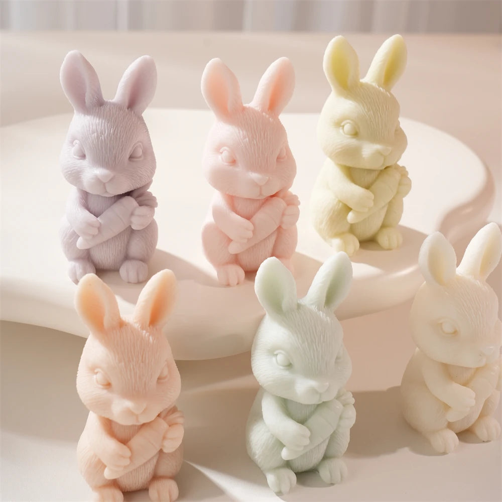 Close view of rabbit ears, little paws and carrot decoration