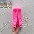 Pink tree silicone mold opened to reveal the layered branch cavity