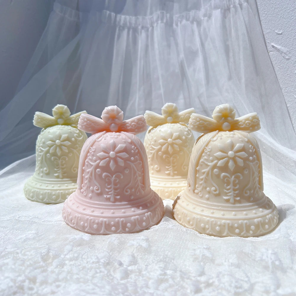 Close view of gingerbread bell raised decoration and upper bow