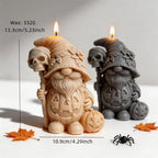 Pumpkin gnome size diagram with 13.3 cm height, 10.9 cm width and 332 g wax reference