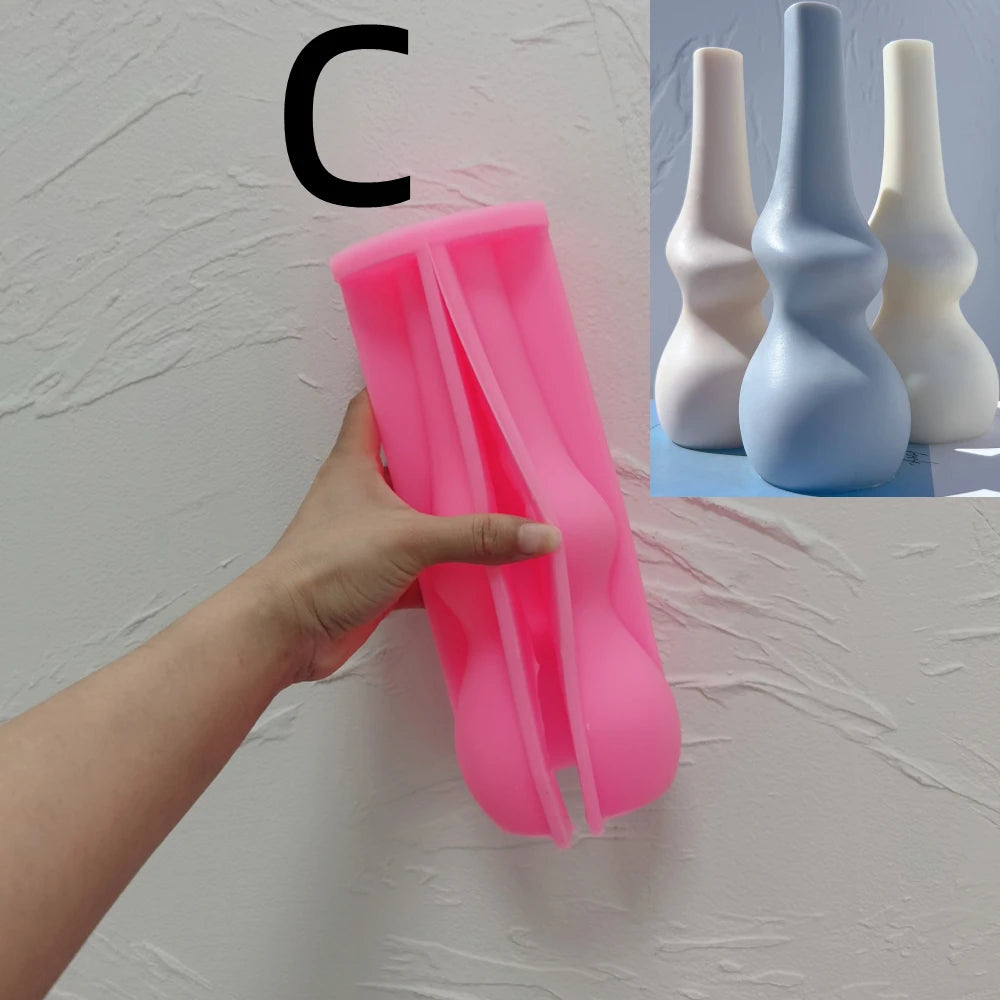 Pink silicone Long Neck C mold showing the elongated upper cavity
