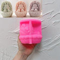 Pink silicone rabbit-in-cradle mold