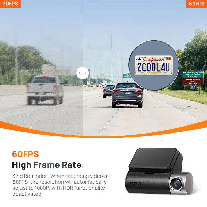 70mai Dash Cam A510 1944P HDR with 4G & GPS