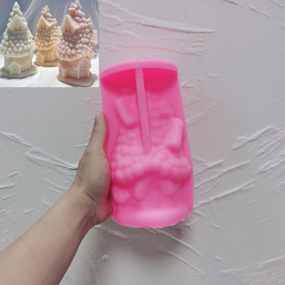 Pink silicone spruce tree cottage mold