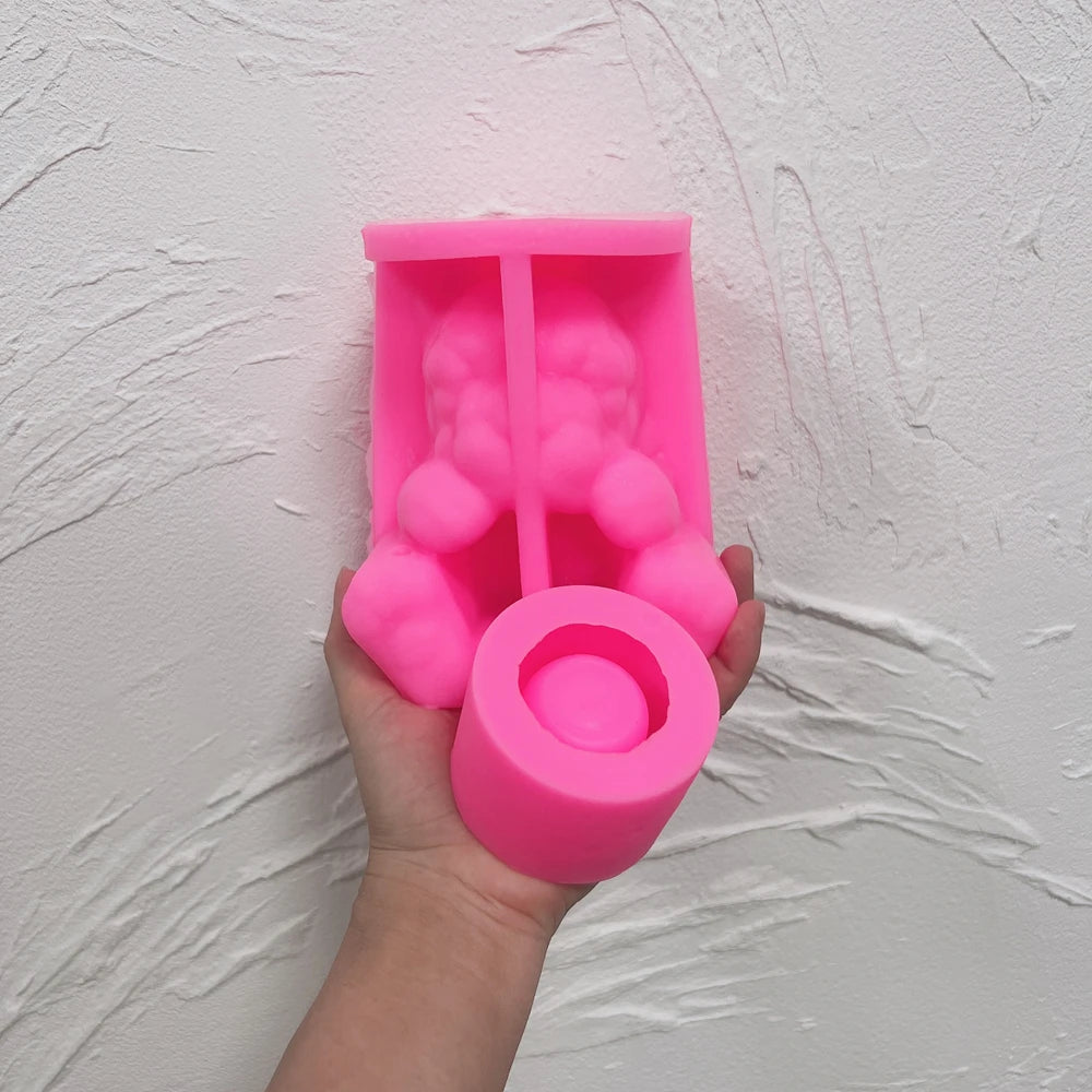 Pink Puppy holder silicone mold with belly opening and cup area
