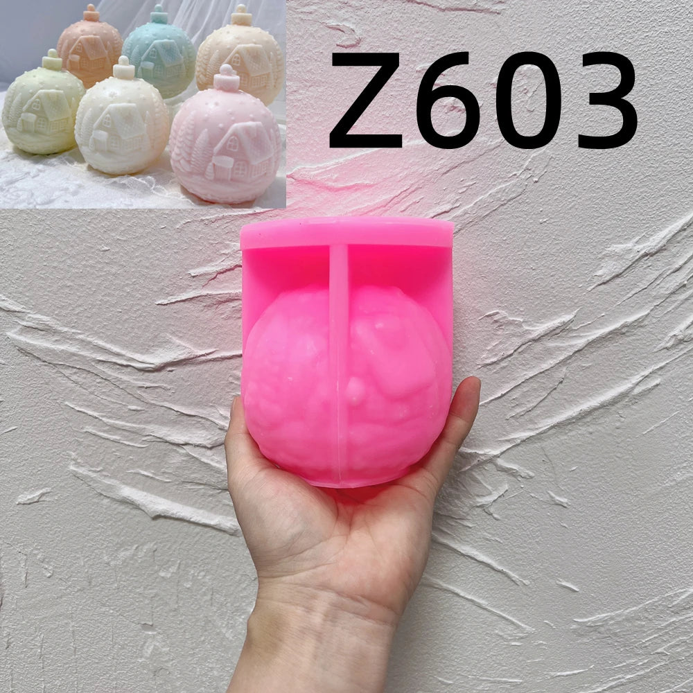 Pink Cottage Z603 mold with matching bauble examples