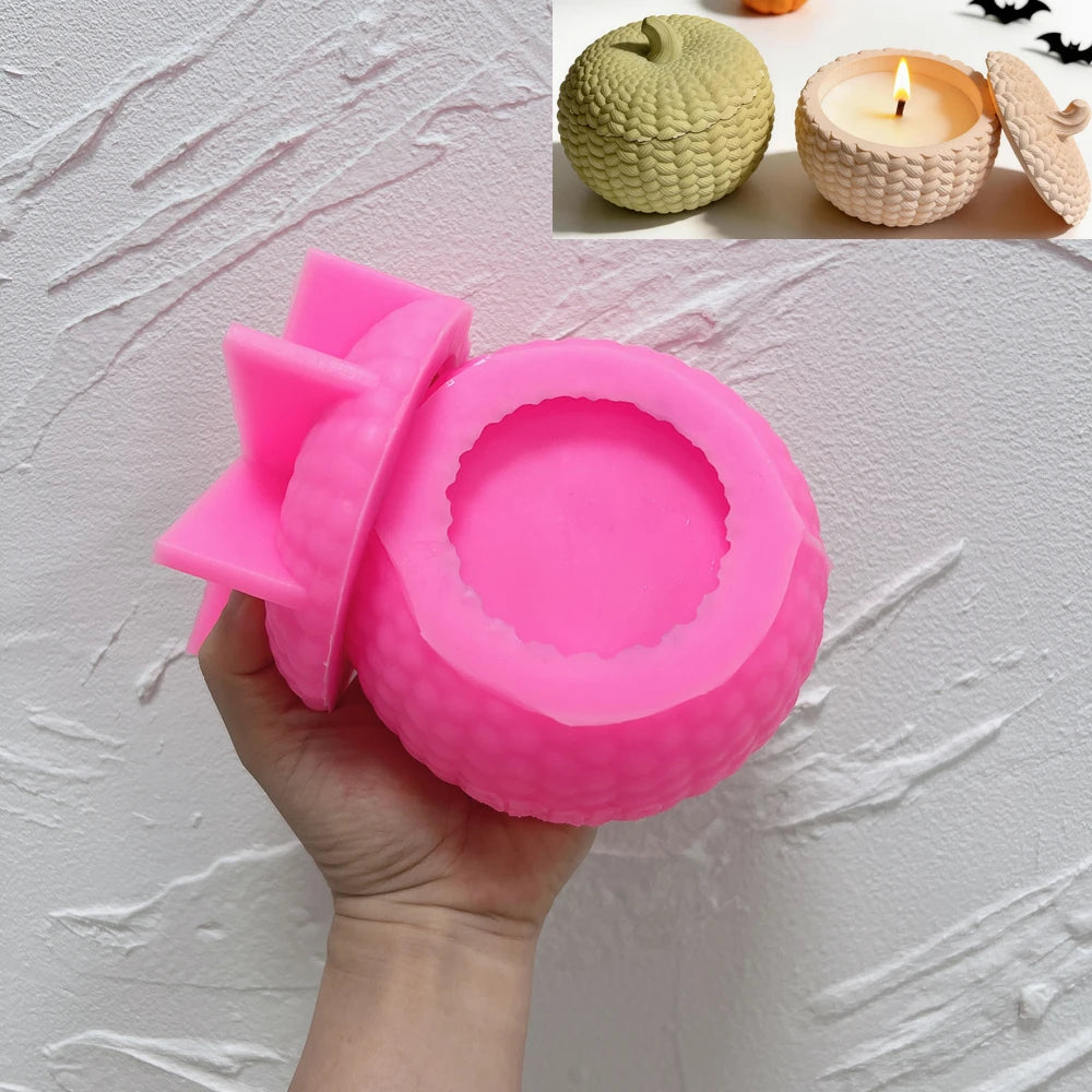 Pink silicone molding pieces for the pumpkin body and separate lid