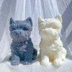 Dark blue and cream terrier figures with upright ears