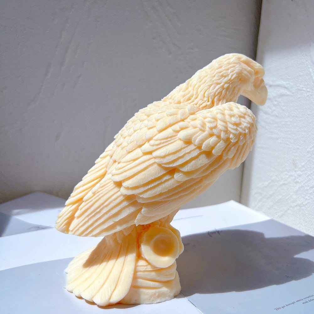 Rear view of the eagle casting showing tail feathers and perch