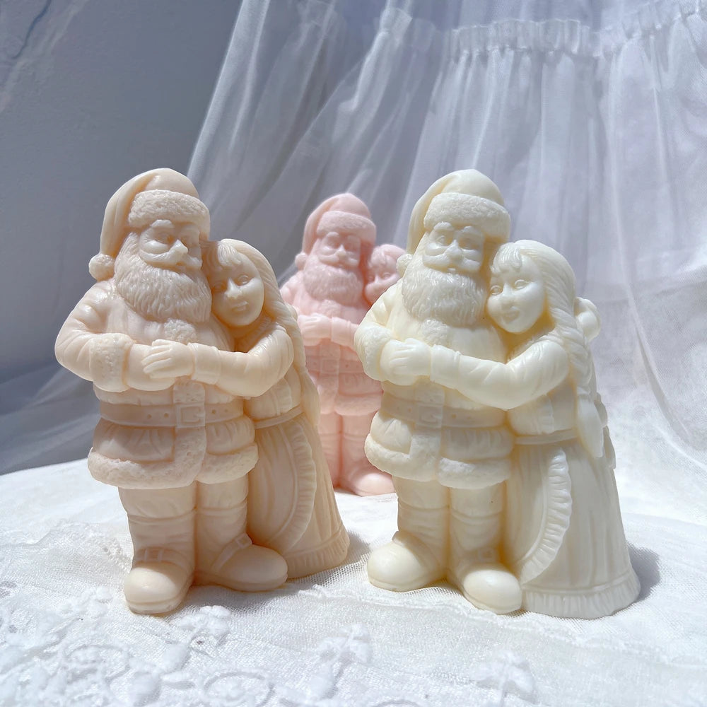 Santa couple castings viewed from the front and side