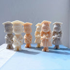 Gray, cream and peach graduate figurine candle samples