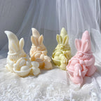 Grouped gnome castings showing egg baskets and rabbit details