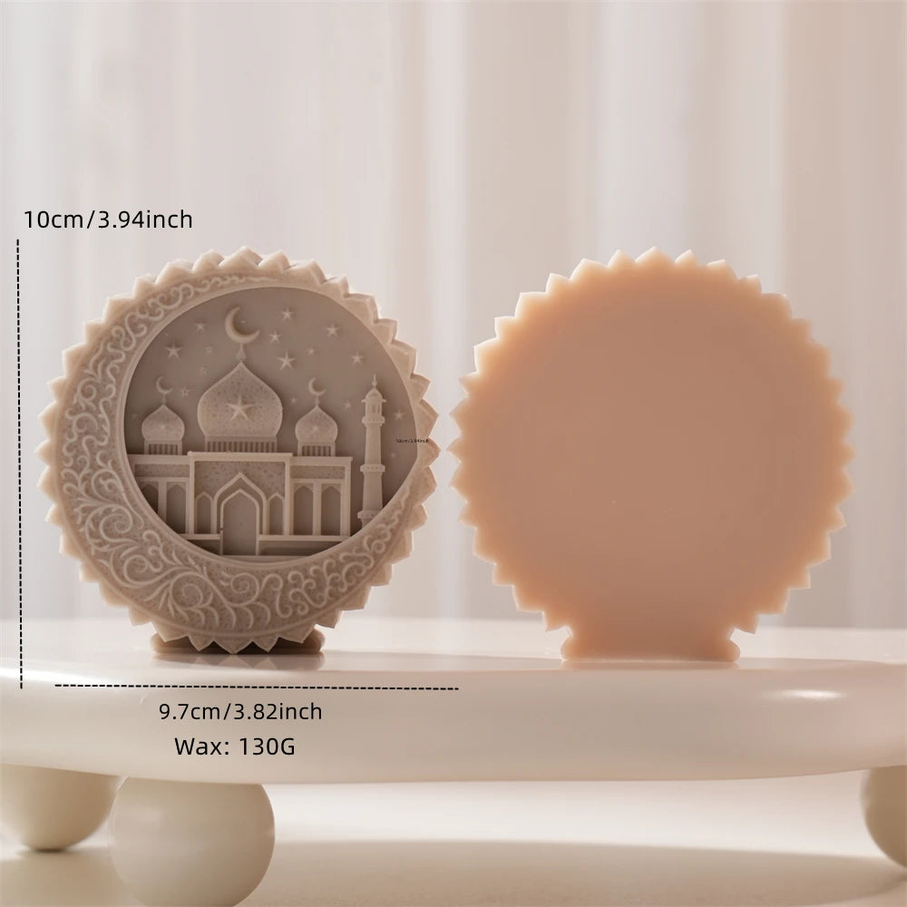 Size reference showing front relief and plain reverse of circular casting