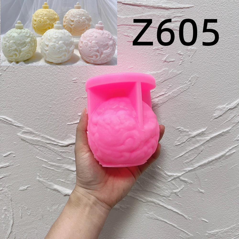 Pink Swirl Beard Z605 mold with matching flowing relief examples